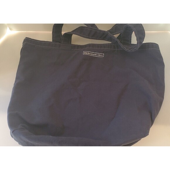 Beekman 1802 Navy Blue Denim Gentleman Goat Tote Bag Handbag - Picture 4 of 7